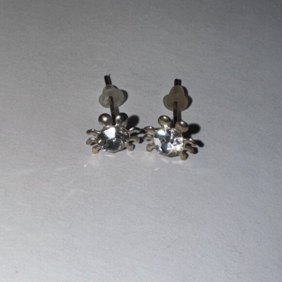 Clear Cute 8.25mm Sterling Silver Spider Post Earrings - Picture 5 of 10